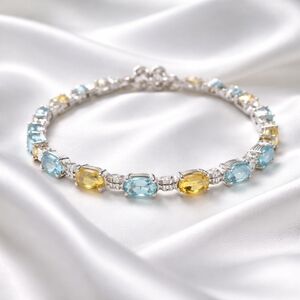Sky Blue Topaz And Citrine Bracelet In Sterling Silver